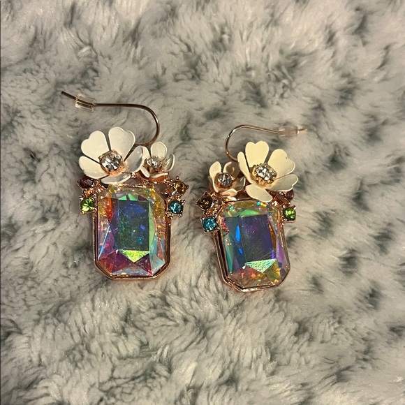 Betsey Johnson Jewelry - Betsey Johnson Iridescent Crystal Floral Drop Earrings - Women Jewelry